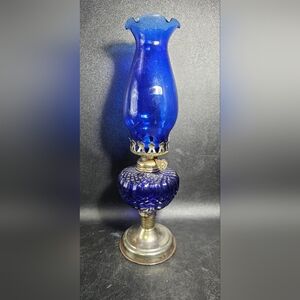 Vintage Blue Glass Lamp